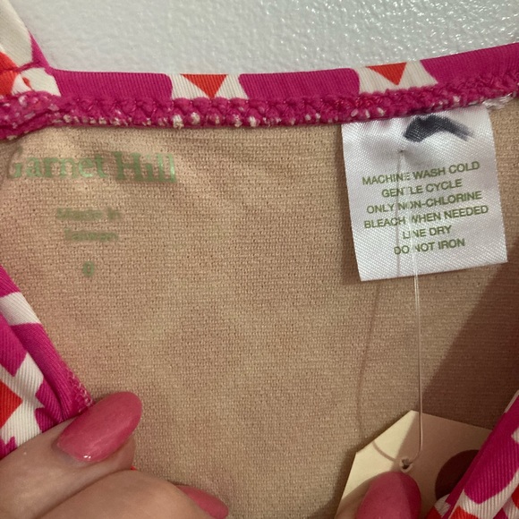 ♥️CLEARANCE♥️Garnet Hill Pink & Orange Geometric Print Swimsuit size 0 - Picture 3 of 4